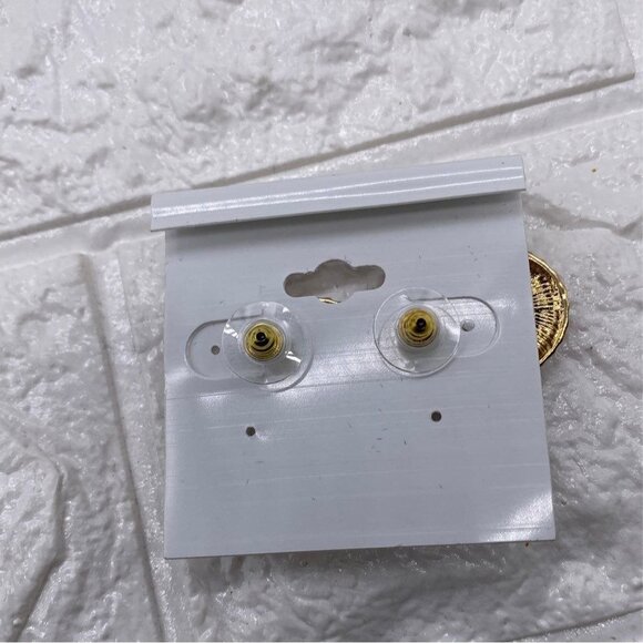 Womens Fashion Red Rhinestone Oval Post Earrings Gold Plated Multicolor Accents - Picture 4 of 6